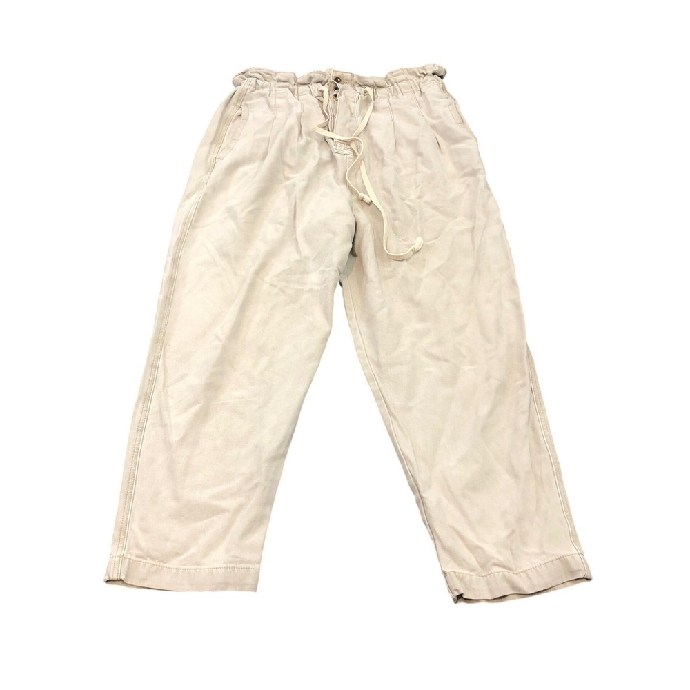 Free People Margate Pleated Trouser Paperbag Tie Waist Pants Womens Size Large